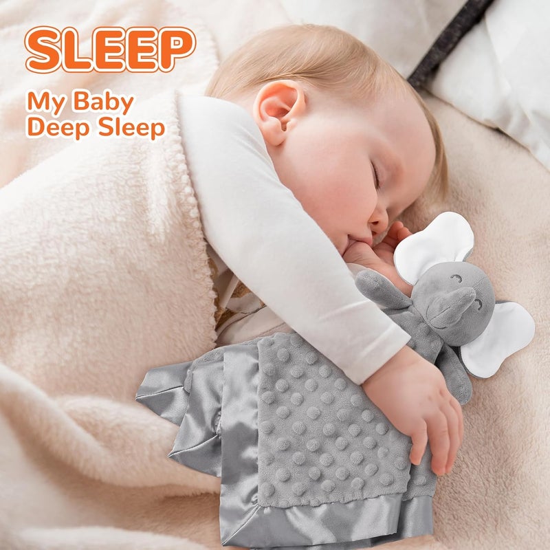MOVEPAI Baby Security Blanket, Soft Baby Lovey Toy Blanket for Boys and Girls, Snuggle Toy Lovie Newborn Gift, Unisex Baby Plush Gray Elephant 16 Inch - Image 2